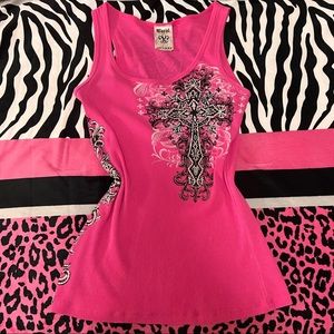 Vocal Y2k rhinestones tank top cross